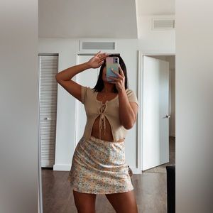 Fine Lines Floral Mini Skirt